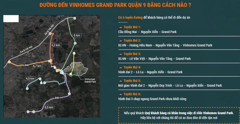 Tuyến đường đến Vinhomes Grand Park